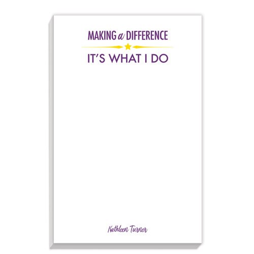 personalized notepads with making a difference message