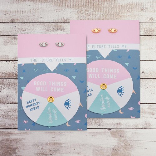 Gold and Silver eye Stud Earrings with message card