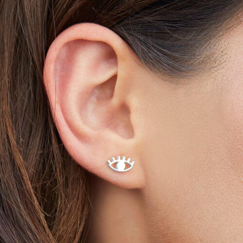 These 14-Karat Silver All Eyes On You Stud Earrings Are the Perfect Inspirational Gift