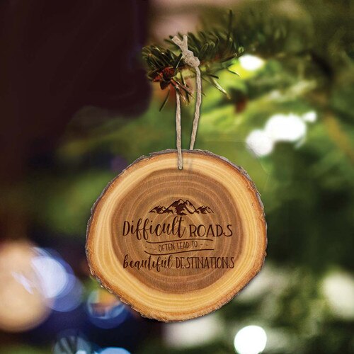 wooden ornament with beautiful destinations message
