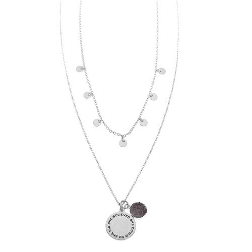 This 14-Karat Silver Necklace Features The Inspirational Laser Engraved Message “She Believed She Could So She Did”