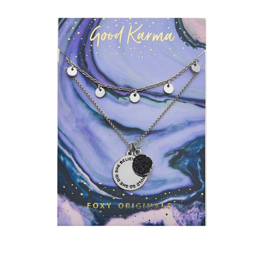 silver necklace with "She Believed She Could So She Did” message