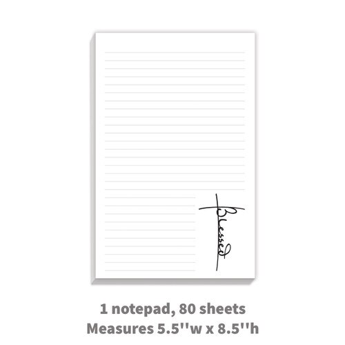notepad with “Blessed” message