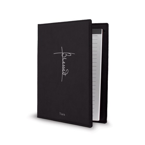This Vegan Leather Padfolio With Notepad Features The Inspirational Message “Blessed”