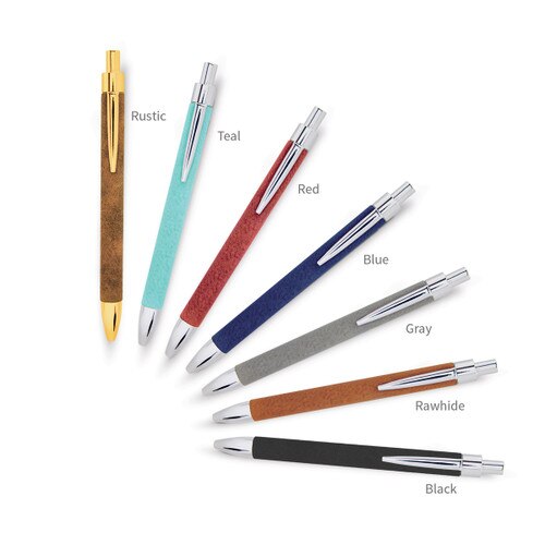 multiple colors of leather pens