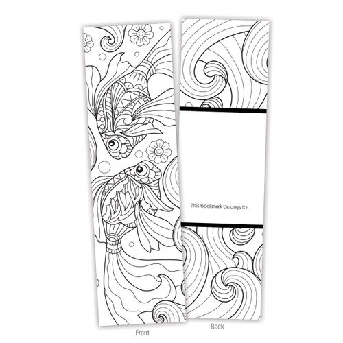 front and back of a goldfish coloring bookmark