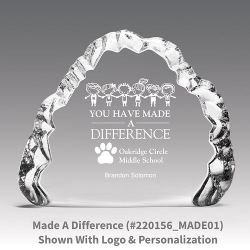crystal clear iceberg with you have made a difference message