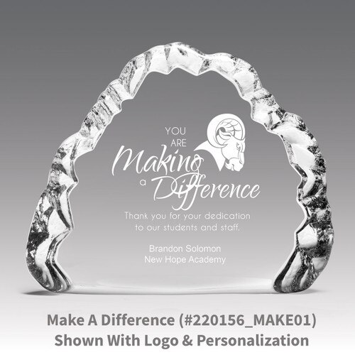 crystal clear iceberg with making a difference message
