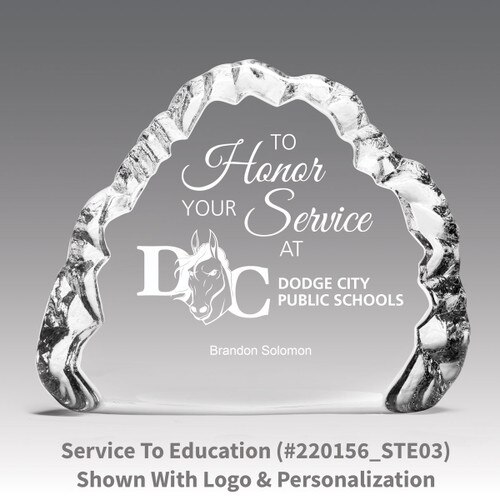 crystal clear iceberg with to honor your service message