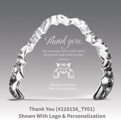 crystal clear iceberg with thank you message