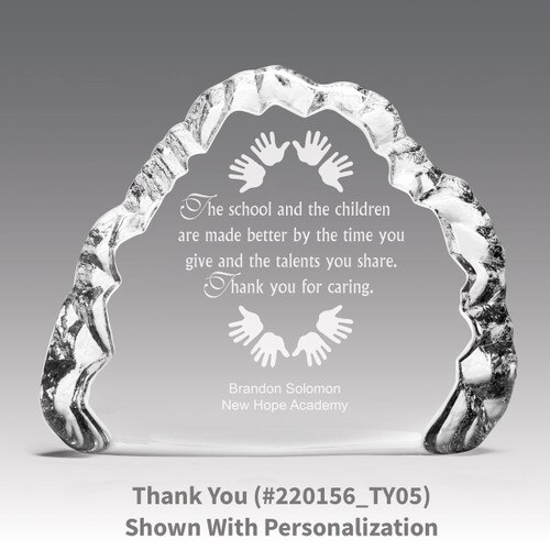 crystal clear iceberg with thank you for caring message