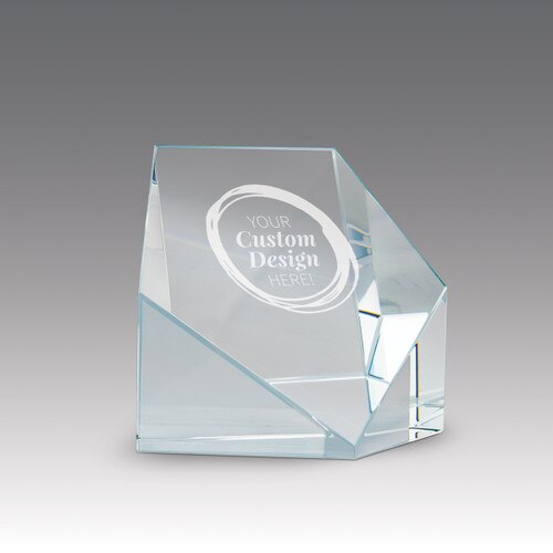 beveled optic crystal pentagon with create your own option