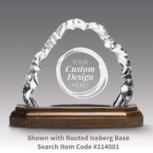 crystal clear iceberg with custom design and base