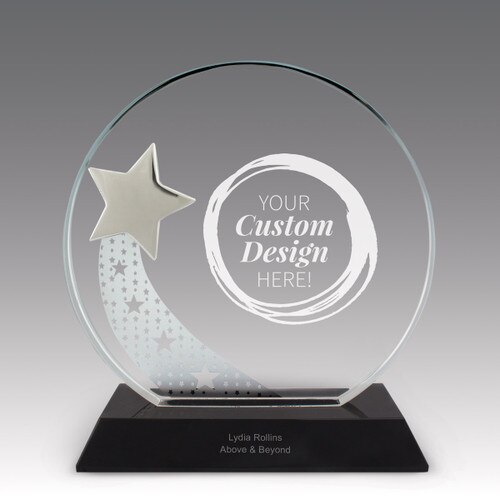 optic crystal base award with a silver star and create your own option