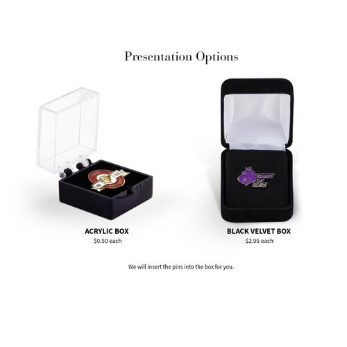 presentation box options for die struck lapel pins