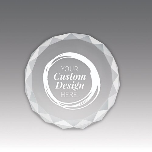 create your own crystal faceted round paperweight