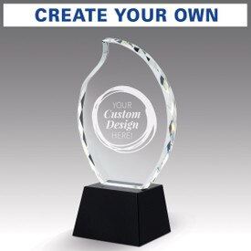 faceted crystal flame base award with create your own option