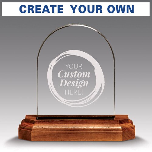 jade glass arch award showing where custom design will be etched