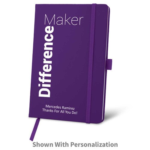 purple journal with difference maker message and personalization