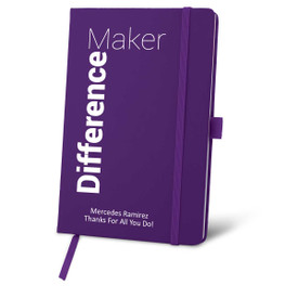 purple journal with difference maker message and personalization