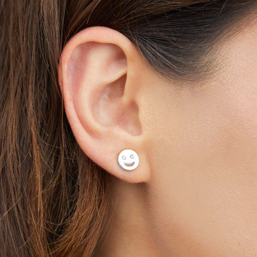 These 14-Karat Silver emoji Stud Earrings Are the Perfect Inspirational Gift