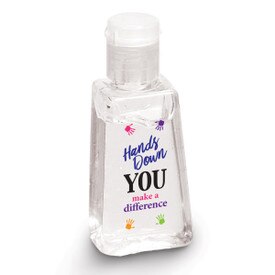 1 oz. Antibacterial Hand Sanitizer Gel Featuring The Motivational Message “Hands Down You Make A Difference”