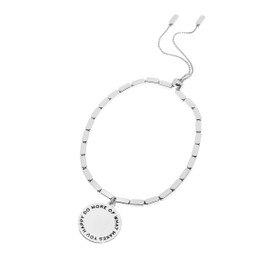 This 14-Karat Silver Bracelet Features The Inspirational Laser Engraved Message “Do More Of What Makes You Happy”