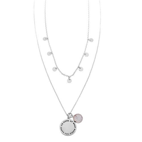 This 14-Karat Silver Necklace Features The Inspirational Laser Engraved Message “Do More Of What Makes You Happy”