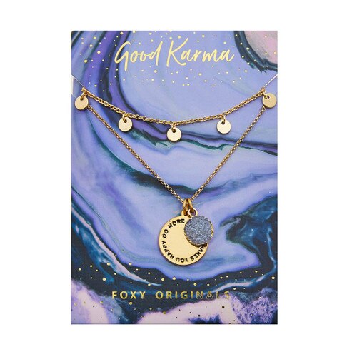 gold necklace with “Do More Of What Makes You Happy” message
