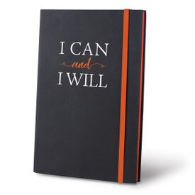 This Matte Black Journal With A Colorful Elastic Band Features The Inspirational Message “I Can And I Will”
