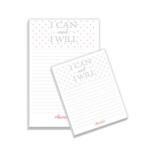 Large and Small Personalized Notepads Features The Inspirational Message “I Can And I Will”