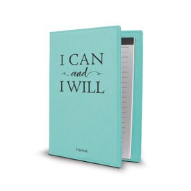 This Vegan Leather Padfolio With Notepad Features The Inspirational Message “I Can And I Will”