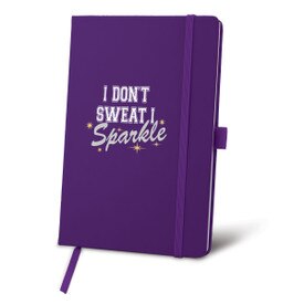 This Hardbound Journal With A Satin Ribbon And Elastic Band Features The Inspirational Message “I Don’t Sweat I Sparkle”