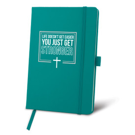 This Hardbound Journal With A Satin Ribbon And Elastic Band Features The Inspirational Message “Life Doesn’t Get Easier You Just Get Stronger”