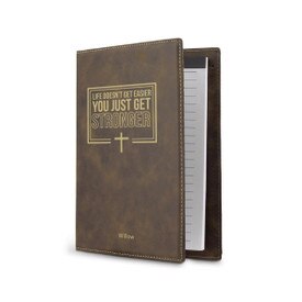 This Vegan Leather Padfolio With Notepad Features The Inspirational Message “Life Doesn’t Get Easier You Just Get Stronger”