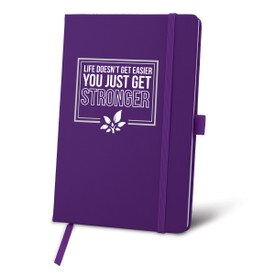 This Hardbound Journal With A Satin Ribbon And Elastic Band Features The Inspirational Message “Life Doesn’t Get Easier You Just Get Stronger”