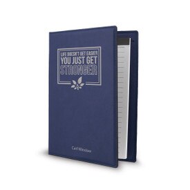 This Vegan Leather Padfolio With Notepad Features The Inspirational Message “Life Doesn’t Get Easier You Just Get Stronger”