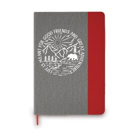 This Heather Gray Hardbound Journal With A Color Block Accent Features The Inspirational Message “Life Is Meant For Good Friends And Great Adventures”