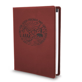 This Large Vegan Leather Padfolio With Notepad Features The Inspirational Message “Life Is Meant For Good Friends And Great Adventures”