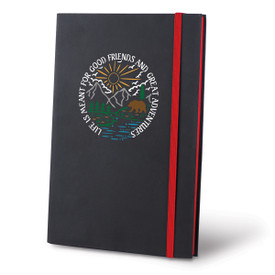 This Matte Black Journal With A Colorful Elastic Band Features The Inspirational Message “Life Is Meant For Good Friends And Great Adventures”
