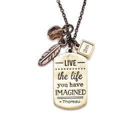 This 14-Karat Gold Necklace Features The Inspirational Laser Engraved Message “live the life you have imagined – Thoreau,” and the reverse repeats the word “live.”