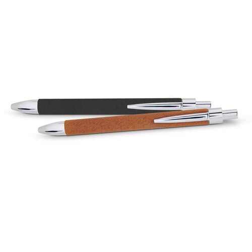 black and rawhide leather pens