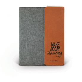 This Canvas/Vegan Leather Padfolio With Notepad Features The Inspirational Message “Make Today Amazing” 