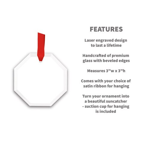 octagon crystal ornament with product detail features