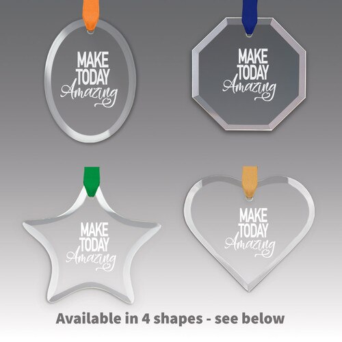 different shapes of crystal ornaments with make today amazing message