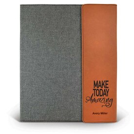 This Large Canvas/Vegan Leather Padfolio With Notepad Features The Inspirational Message “Make Today Amazing”