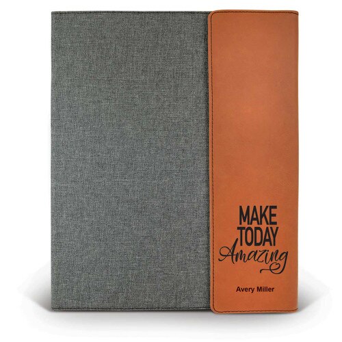This Large Canvas/Vegan Leather Padfolio With Notepad Features The Inspirational Message “Make Today Amazing”