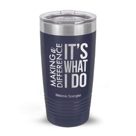 navy stainless steel tumblers with making a difference message and personalization