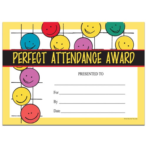 Perfect Attendance Mini Certificate Recognition Awards at Master Perfect Attendance Mini Certificate Recognition Awards at Master