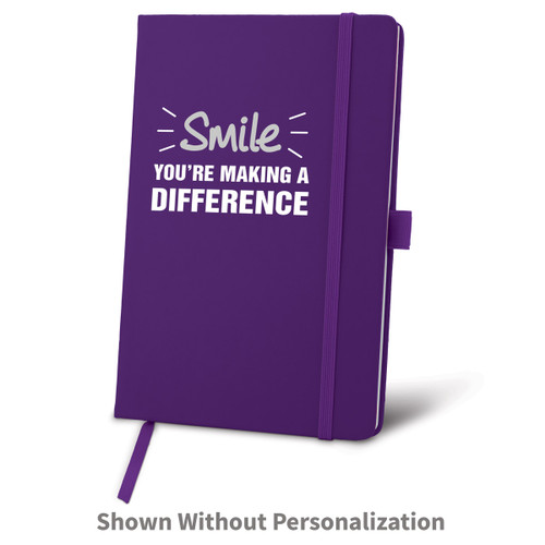 purple journal with smile you're making a difference message